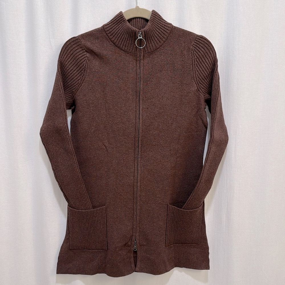 J’Envie Ribbed Sleeve Zipper Cardigan, size XS